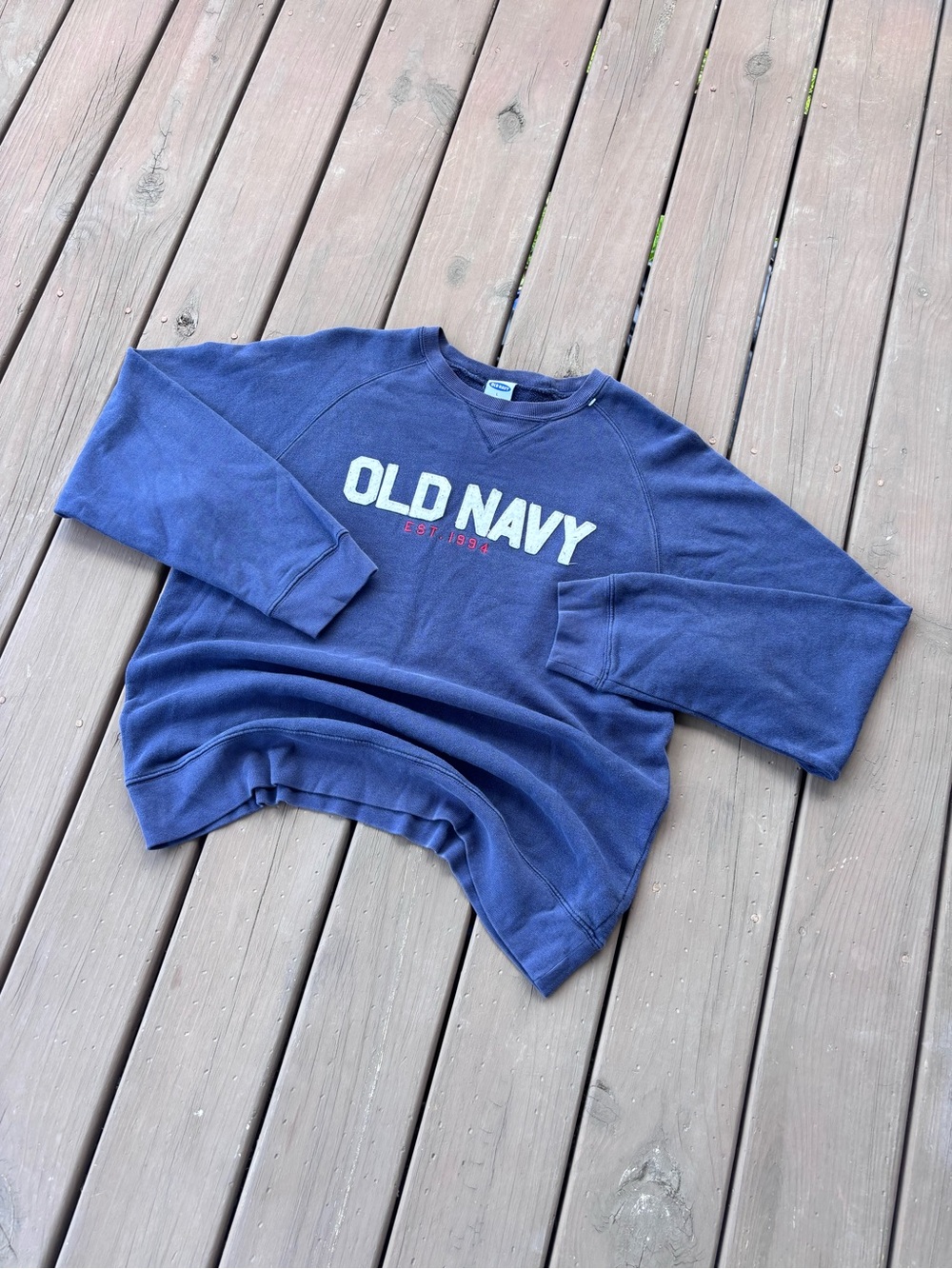 Old Navy Crewneck Sweatshirt Sz L Navy Vintage Logo